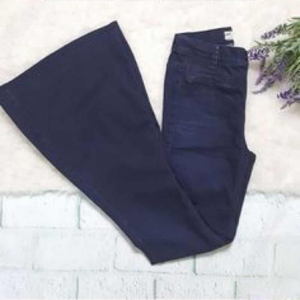 Free People Dark Wash Pull On Bell Bottoms